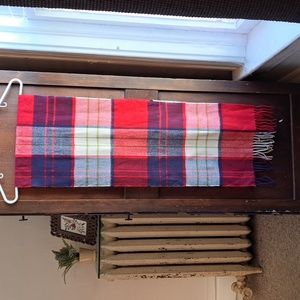 Made in Germany 100% Cashmere red white and blue fringed scarf